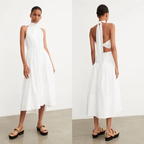 NWT VINCE White Backless Halter Dress - Picture 2 of 11